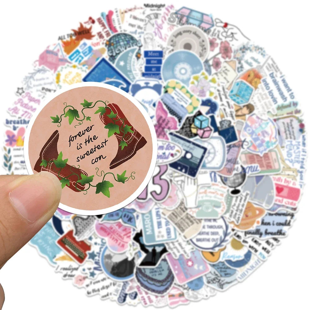 Aesthetic Lyric & Album-Inspired Vinyl Sticker Packs (10 / 30 / 50 pcs) - élise & madelyn