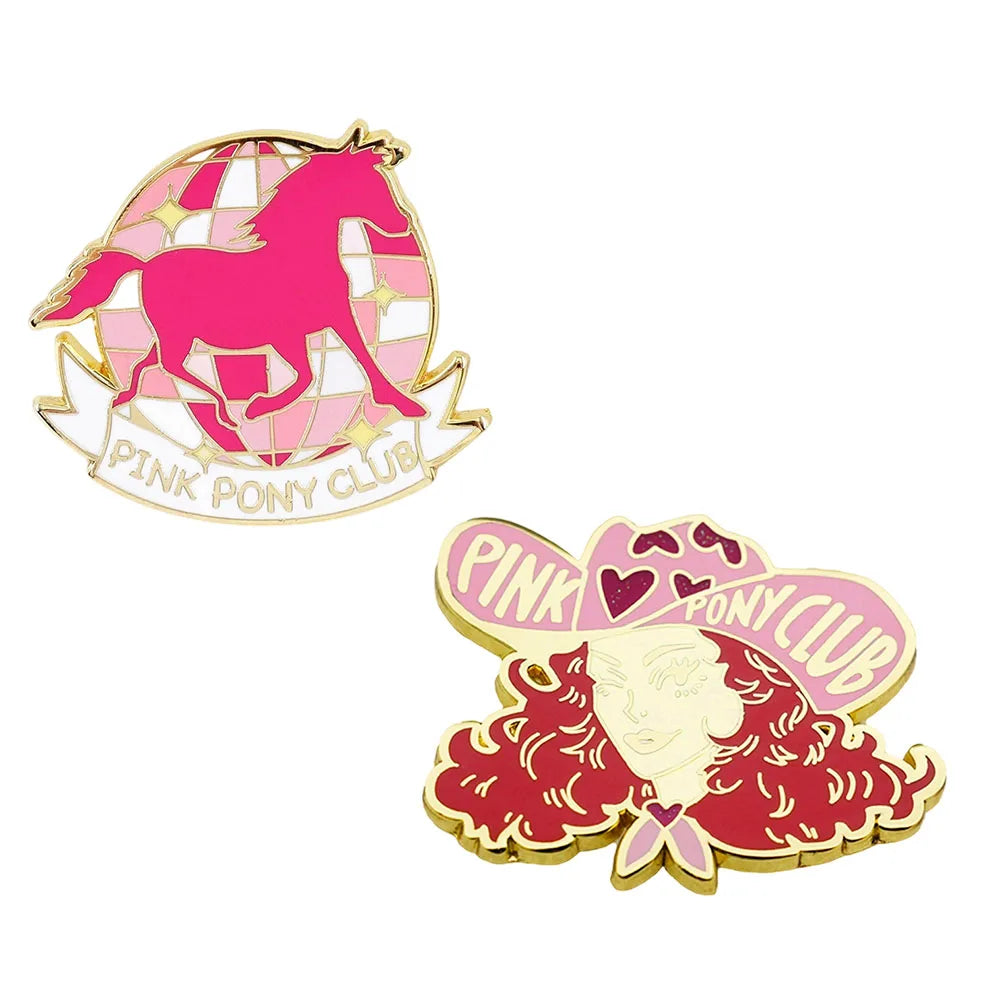 Pink Pony Disco Ball Enamel Pin – Retro Pop Music Inspired Lapel Badge