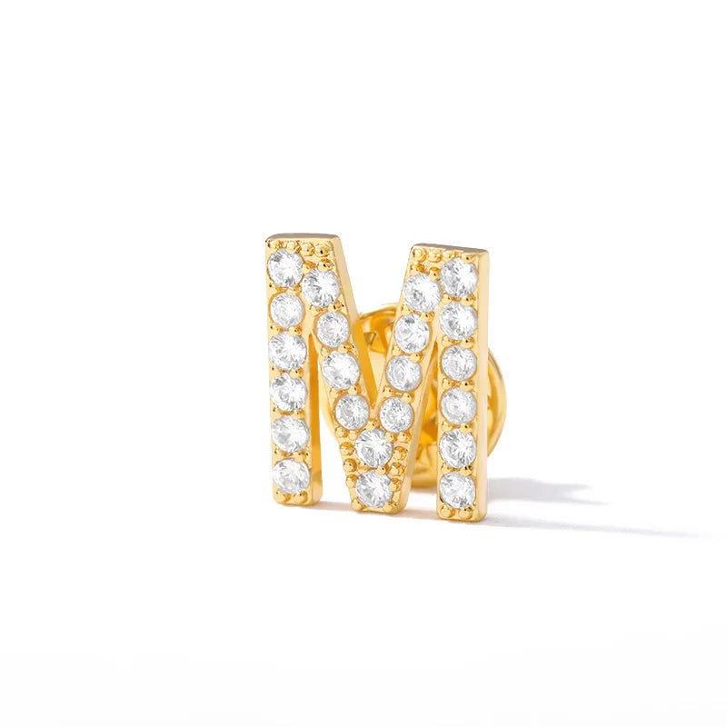 Crystal A-Z Letter Brooches for Women Initial Name Brooch Pins for Suit Shirt Collar Accessories New Rhinestone Brooch Jewelry