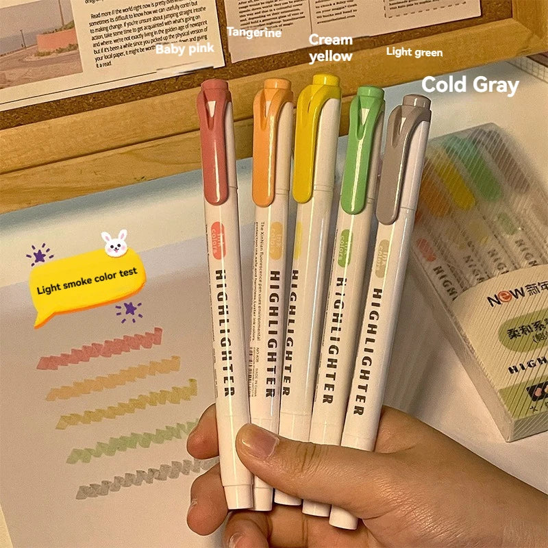 5/15PC Fluorescent Pen Set Student Marking Stroke Key Marking Pen High Beauty Color Handbook Pen Batch - élise & madelyn