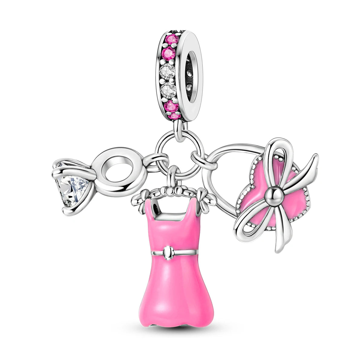 925 Silver Charms Skirt Ballet Shoes Pink Pendants Fit Original Bracelet Beads Diy For Woman Jewelry - élise & madelyn