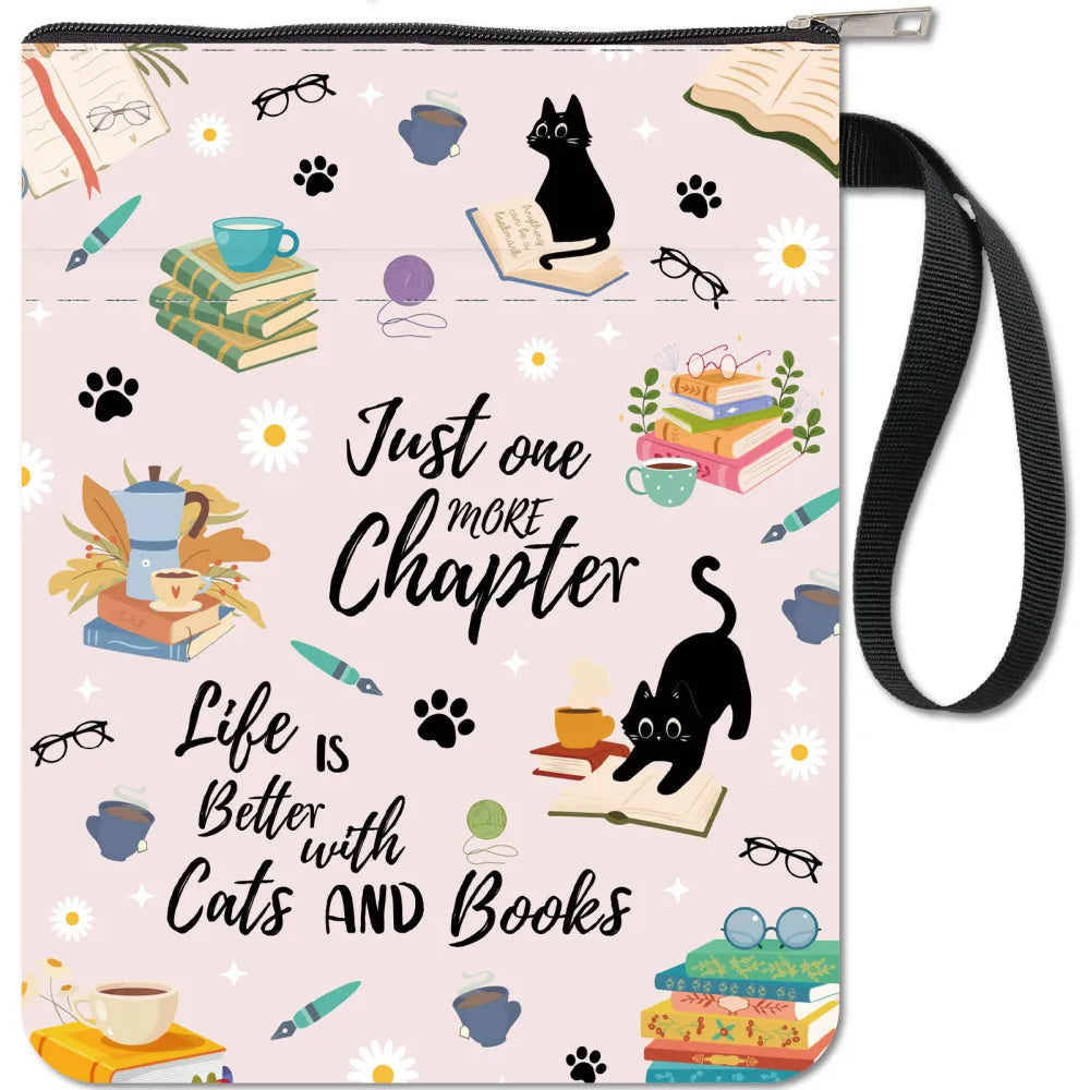 Black Book Sleeves Flower Leaf Book Covers Book Protector for Paperbacks Washable Fabric Cloth Book Cover with Zipper and Extra - élise & madelyn