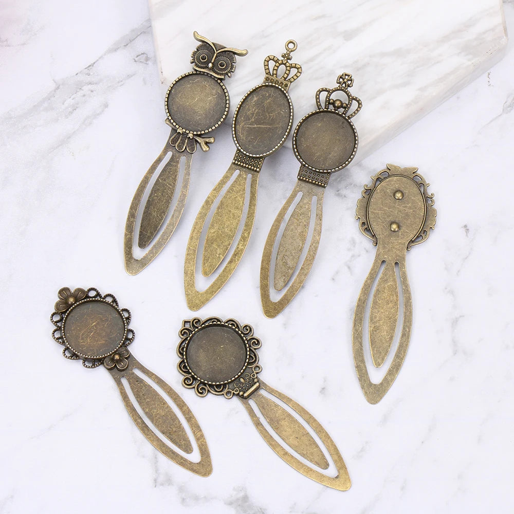 1PC Antique Bronze Oval Style Iron Metal Bookmark Vintage Retro Handmade Bookmark for Cabochon Cameo DIY Bookmark Student Gifts - élise & madelyn