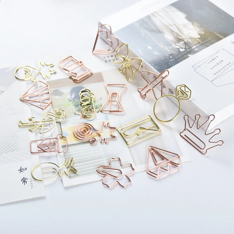 10pcs/set Metal Paperclips Multiple Cartoon Heart Animal Styles Paper Clip Book Scrapbook Planner Page Bookmark Binder Clip - élise & madelyn