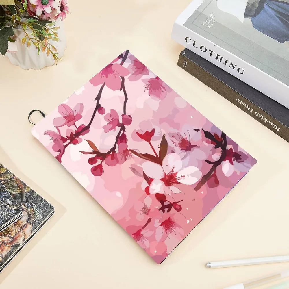 Cherry Blossom Stretchable Book Cover Flower Floral Pink Cover Washable Reusable Large Nylon Book Sleeve Book Protector Elastic - élise & madelyn