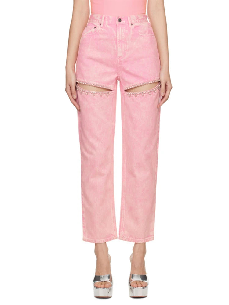 Midnight Tour Cutout Wide-Leg Jeans