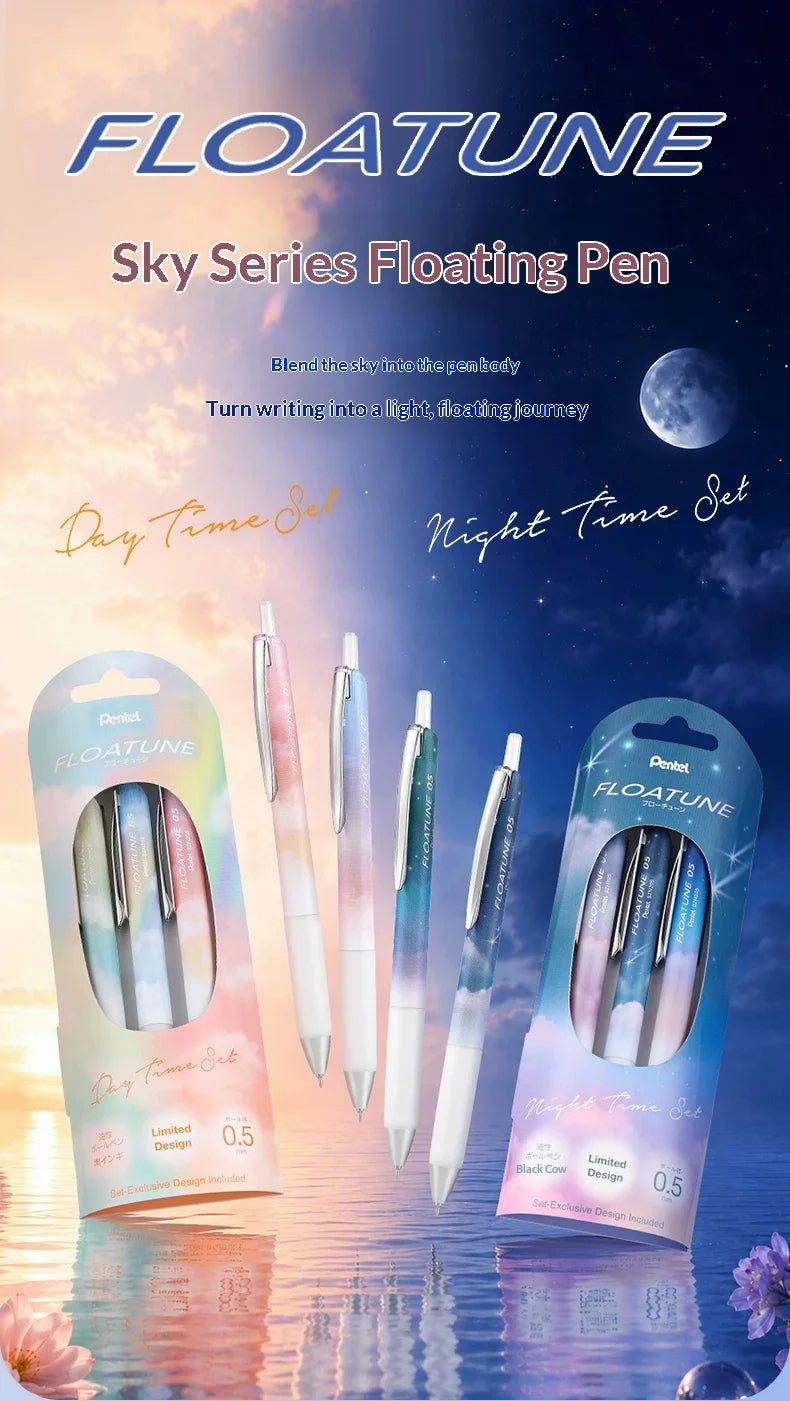 Pentel Oil-based Ballpoint Pen FLOATUNE Skyly Design Limited 0.5mm Black Ink Writing Gel Pen Student Office Stationery Japan