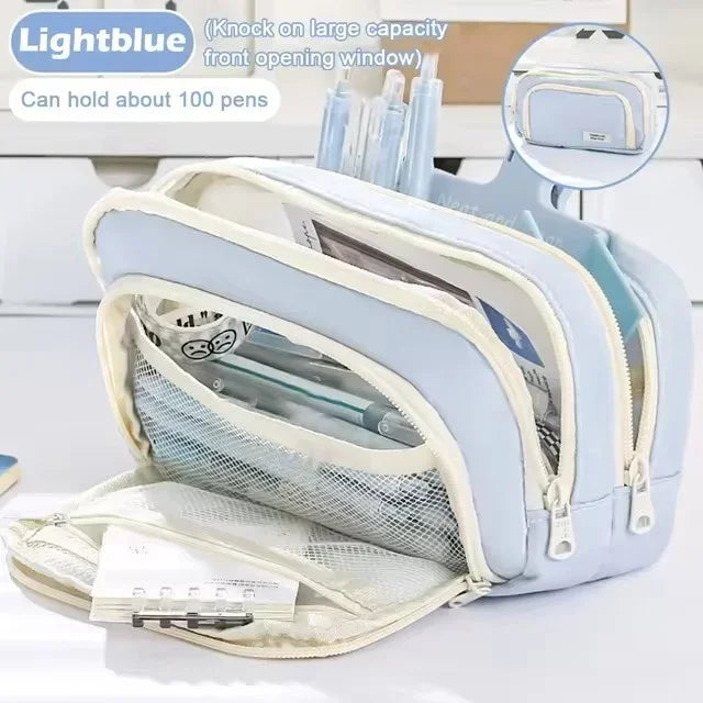 Cute Multi Layer Pencil Case Pouch, Large Capacity Pen Case Bag,Durable Stationery Storage Bag For Students, School&Office - élise & madelyn