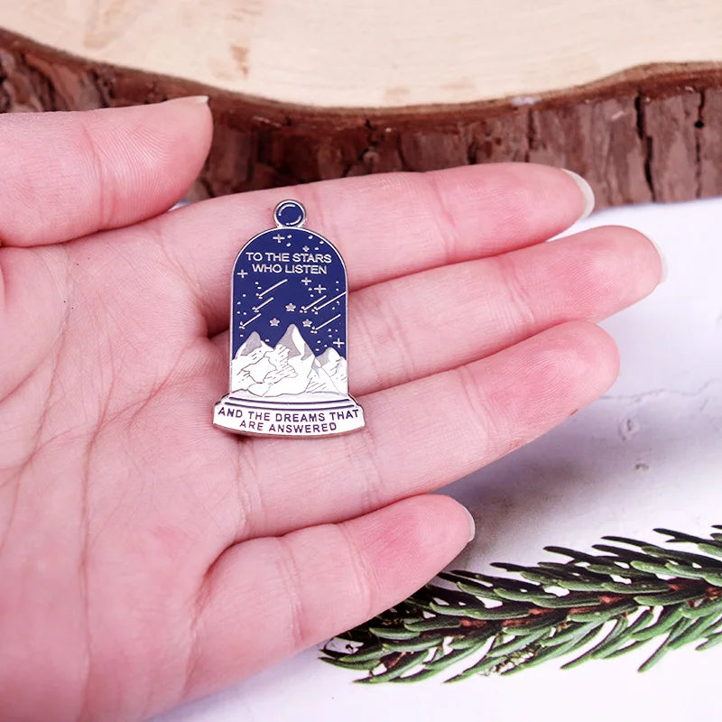 To The Stars Who Listen starry night mountain Enamel Pin ACOTAR Books Badge