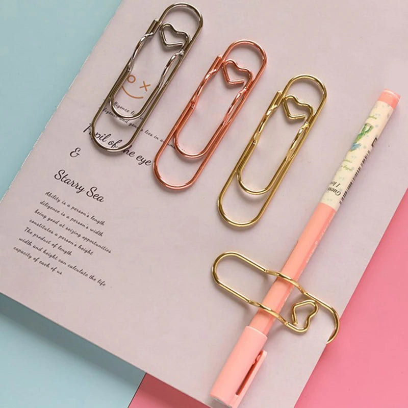 15pcs/set Love Model Paper Clip Metal Bookmark Photo Flipchart Memo Ticket Holder Office School Stationery Supplies - élise & madelyn