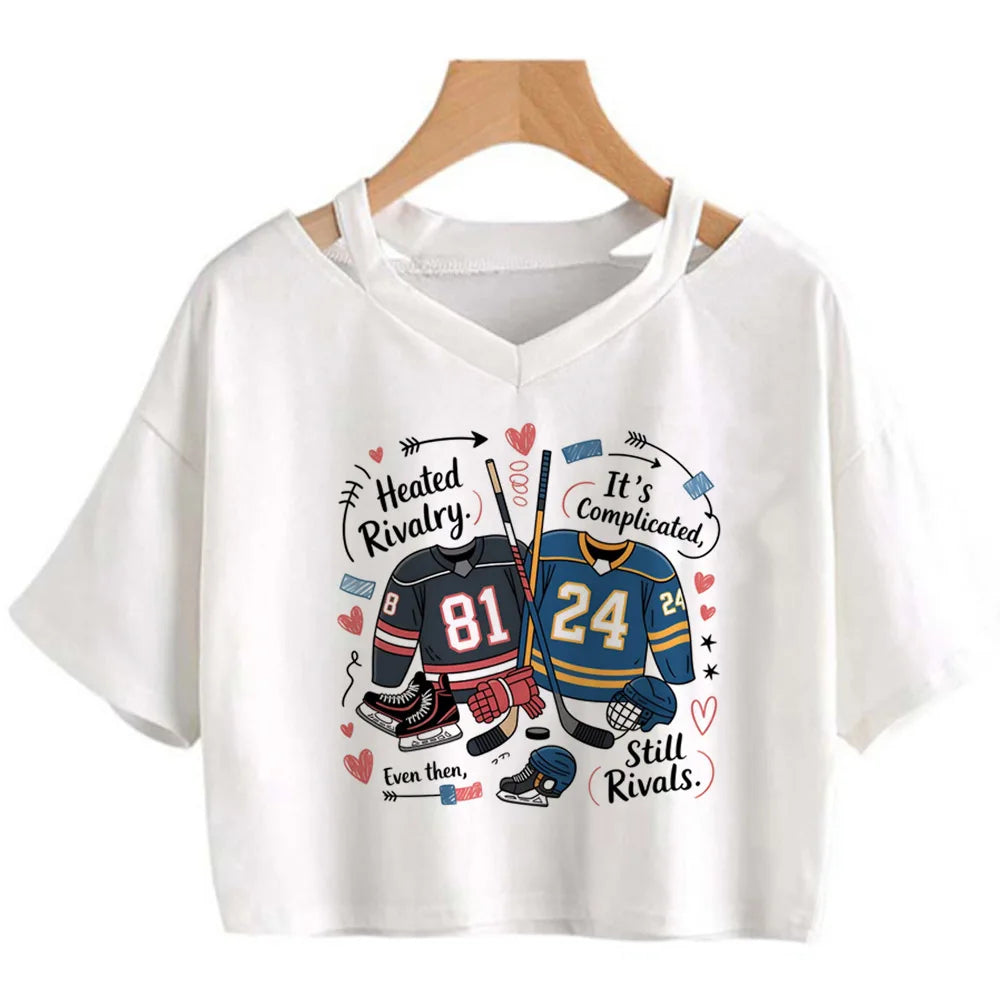 Heated Rivalry Cropped Graphic T-Shirt – Y2K Gothic Vintage Women’s Crop Top