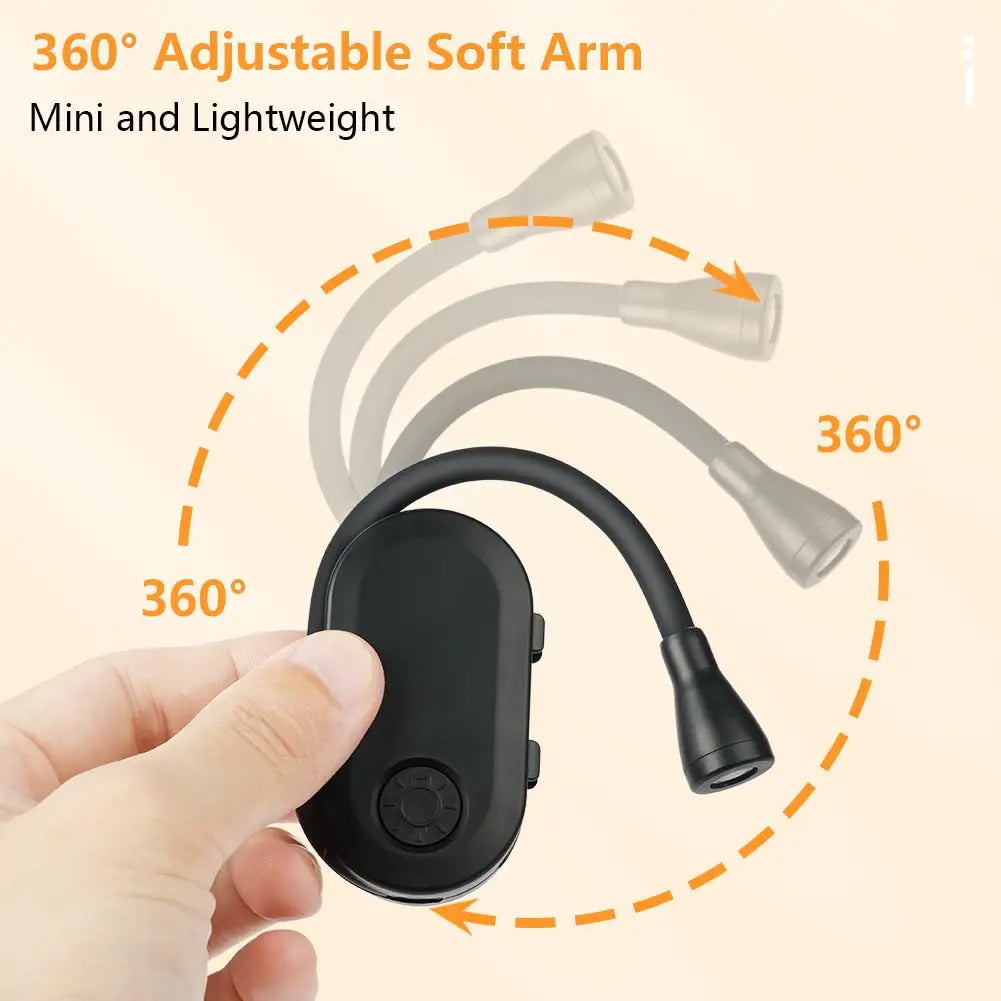 Portable Mini LED Book Light 3 Color Warm Cool White Rechargeable Clip 360° Flip Book Lamp for Travel Bedroom Reading Light - élise & madelyn