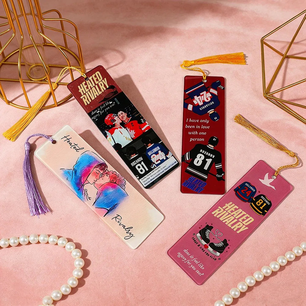 Heated Rivalry: M|M Hockey Romance Acrylic Bookmarks Book Lover Book Charms Birthday Gifts for Friends School Supplies