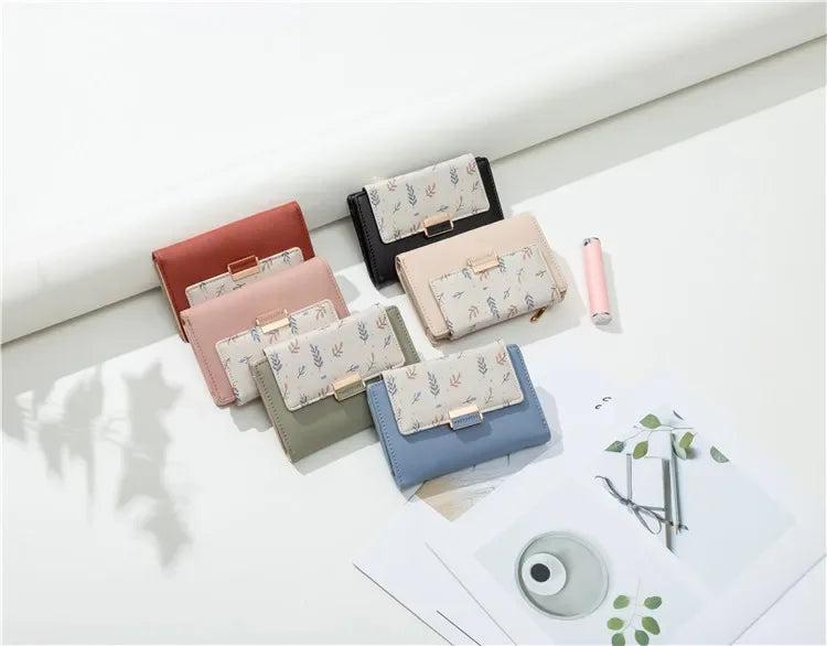 Prettyzys 2021 New Floral Zipper Wallets Medium-Length Multi-Function Women's Style Money Clips Fashionable Compact Storage