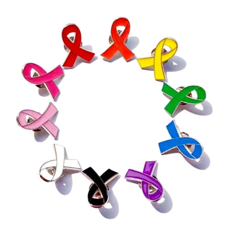 Awareness Ribbon Enamel Pin – Breast Cancer & Multi-Color Support Brooch (Pink, Purple, Blue & More)