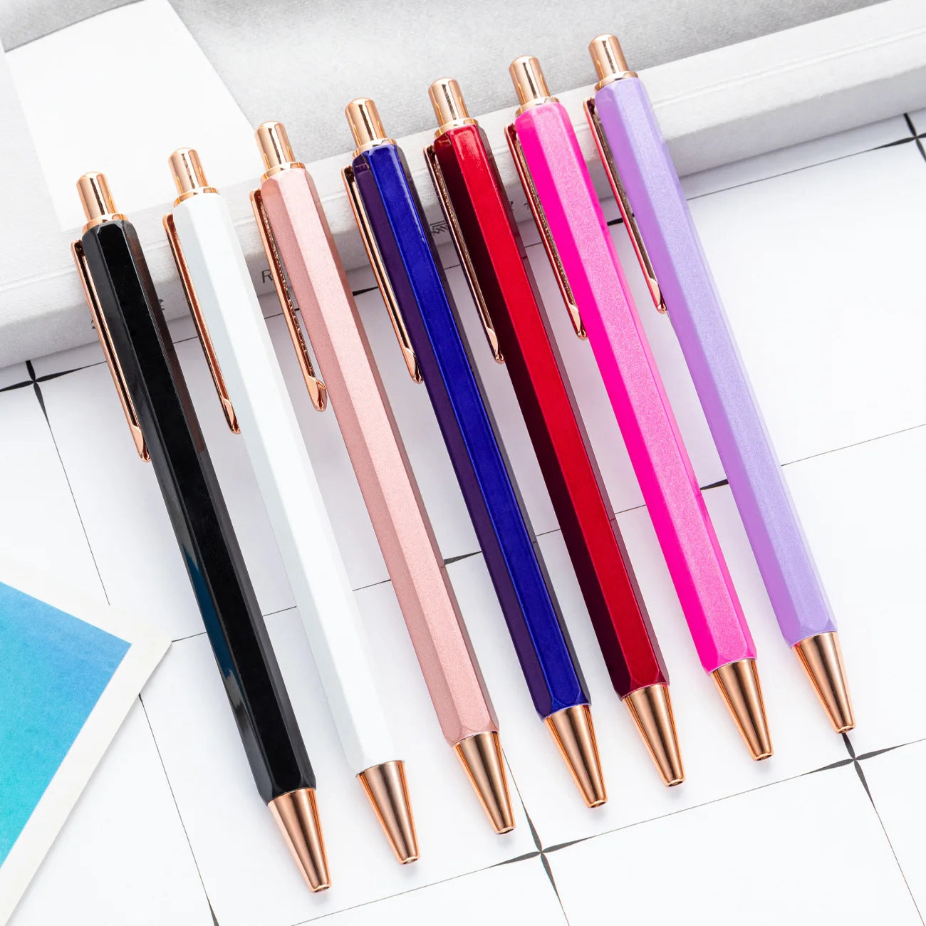 1 Piece Lytwtw's Creative Ballpoint Hexagon Metal press Pen Stationery School Office Supply - élise & madelyn