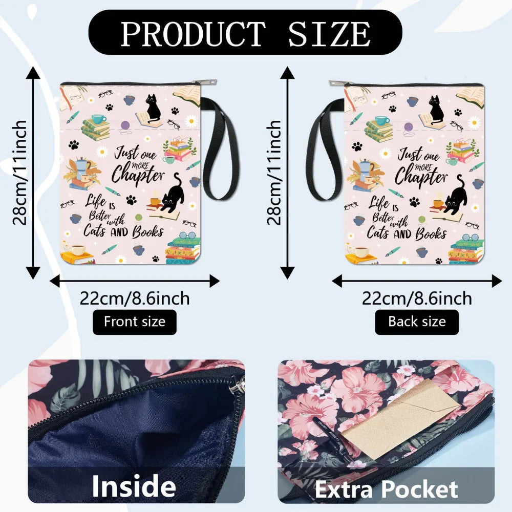 1pc Black Book Sleeves Flower Leaf Book Covers Book Protector for Paperbacks Washable Fabric Cloth Book Cover with Zipper - élise & madelyn