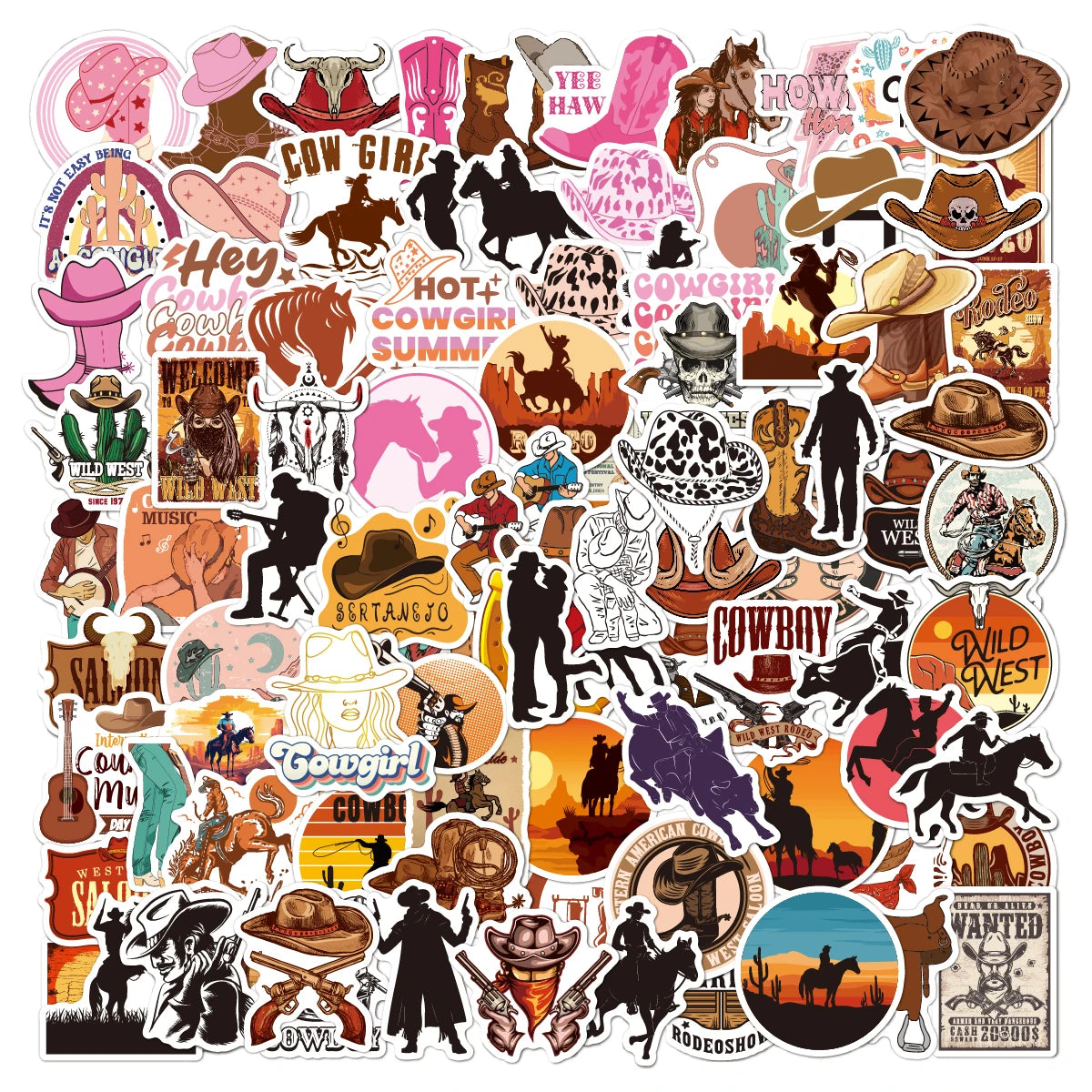 50 pcs Cowboy Style Sticker for DIY Luggage Laptop Phone Skateboard Motorcycle Bicycle Tablet Stickers Cool Sticker for Kids Toy - élise & madelyn
