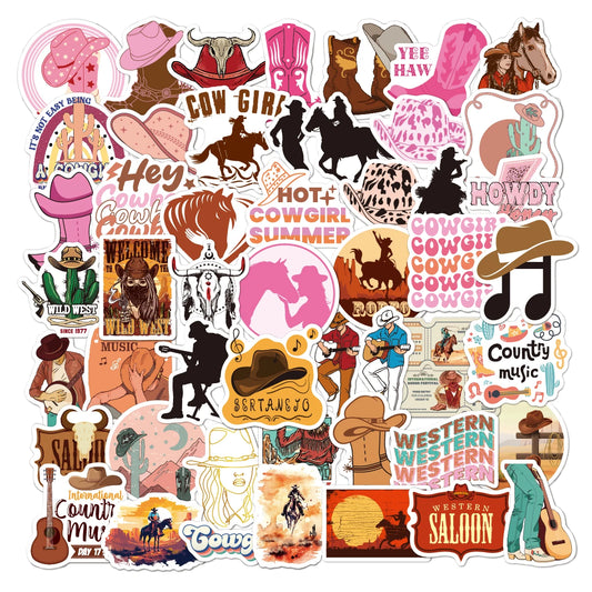 50 pcs Cowboy Style Sticker for DIY Luggage Laptop Phone Skateboard Motorcycle Bicycle Tablet Stickers Cool Sticker for Kids Toy - élise & madelyn