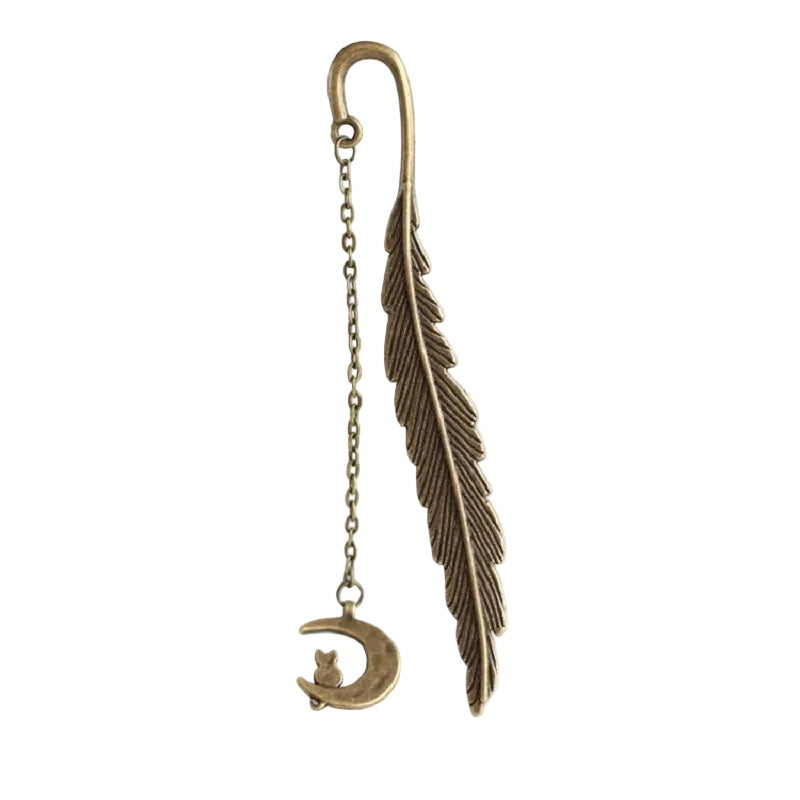 Vintage Feather Bronzing Metal Bookmark With Metal Chain Pendant Bookmark For Teachers Friends Book Club Book Lovers - élise & madelyn
