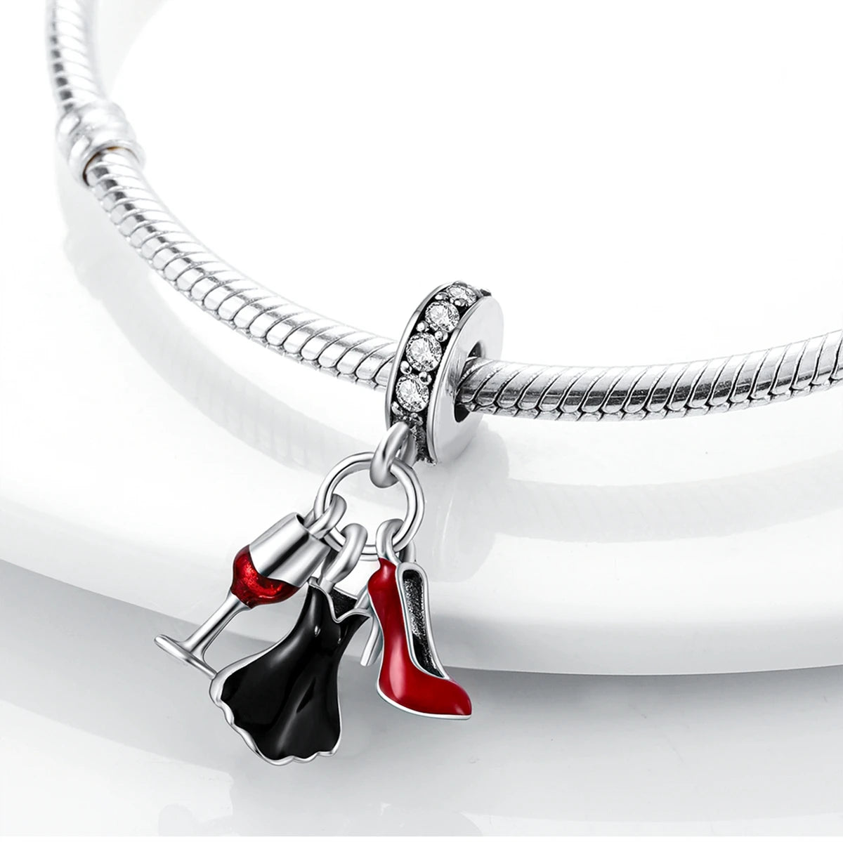 925 Silver Charms Skirt Ballet Shoes Pink Pendants Fit Original Bracelet Beads Diy For Woman Jewelry - élise & madelyn
