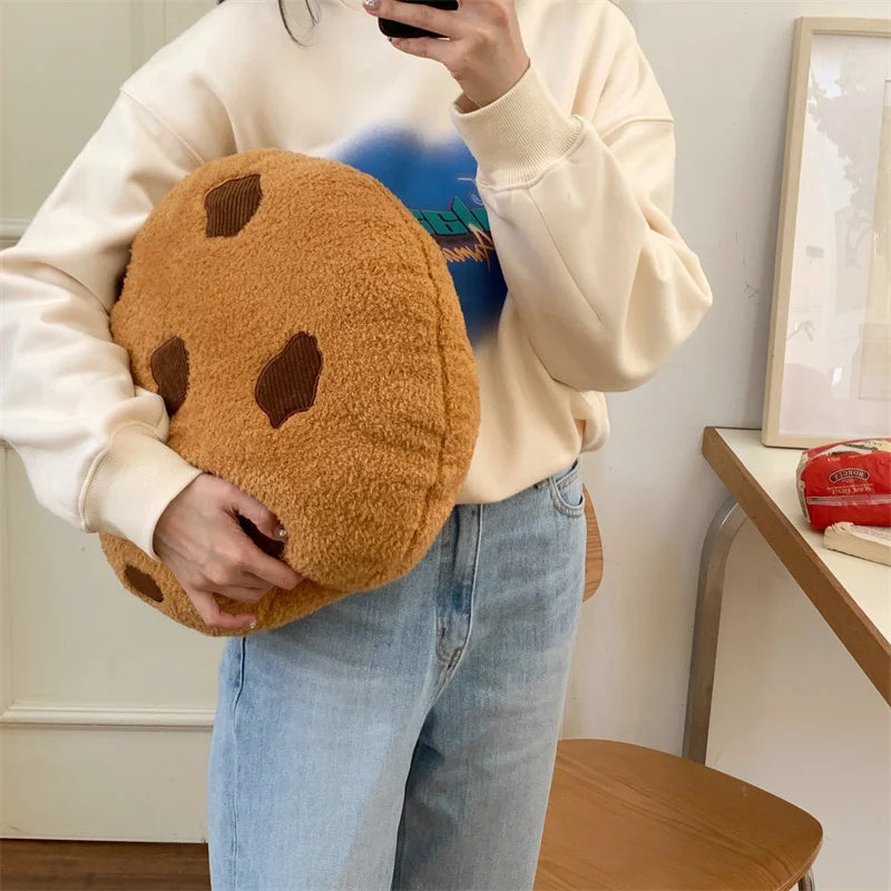 Creative Cookies Pillows Round Shape Chocolate Biscuits Stuffed Plush Toys Realistic Food Snack Seat Cushion Plushie Props Gifts - élise & madelyn