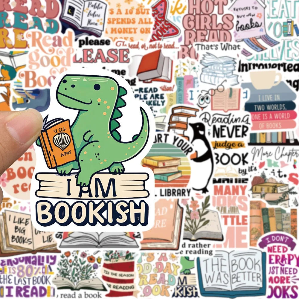 10/50PCS Cute Flower Book Reading Stickers Aesthetic DIY Stationery Notebook Bottle Laptop Luggage Guitar Skateboard Car Sticker - élise & madelyn