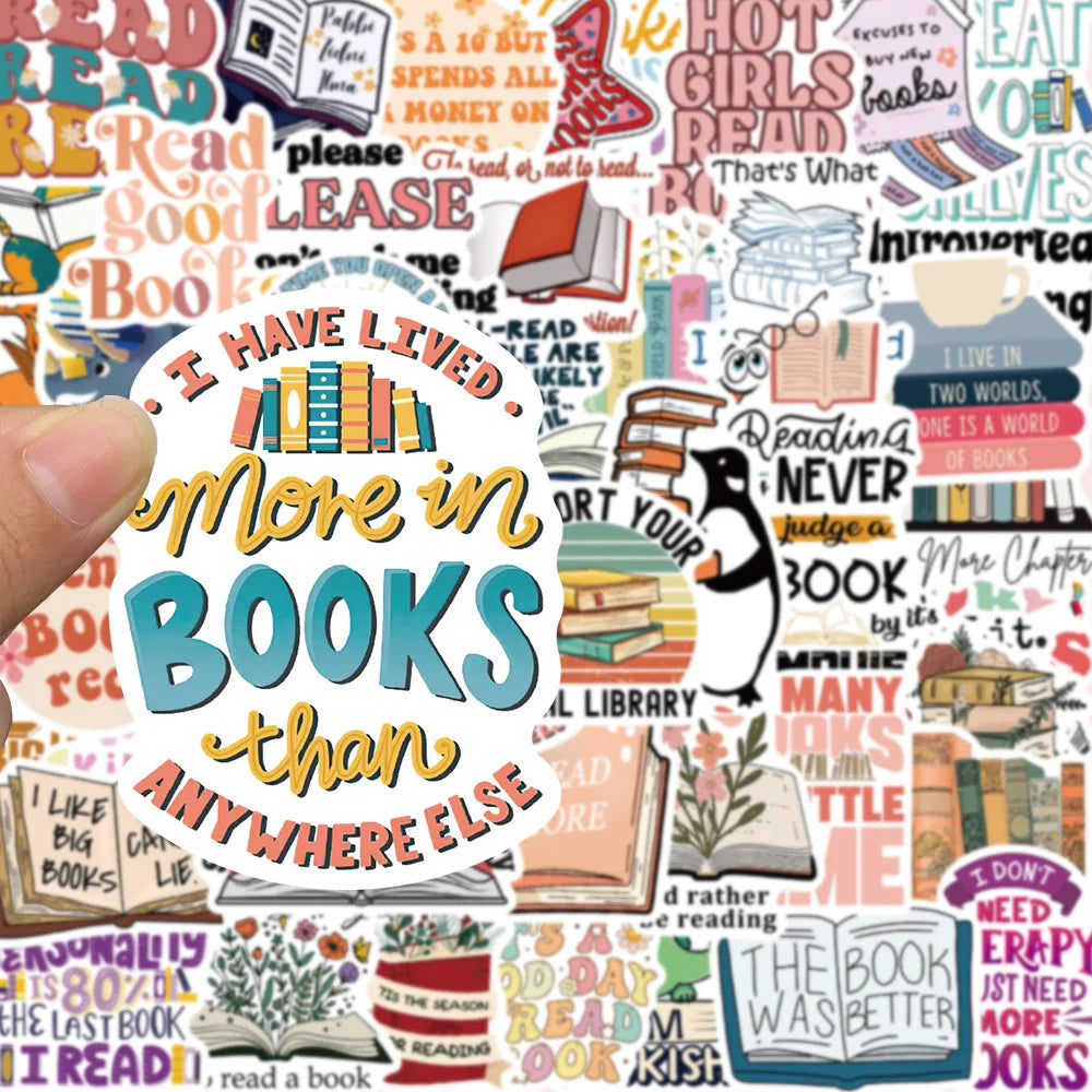 10/50PCS Cute Flower Book Reading Stickers Aesthetic DIY Stationery Notebook Bottle Laptop Luggage Guitar Skateboard Car Sticker - élise & madelyn