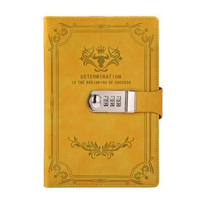 A5 200 Pages Retro Password Book with Lock Diary Thickened Creative Hand Ledger Student Notepad Stationery Notebook Binder - élise & madelyn