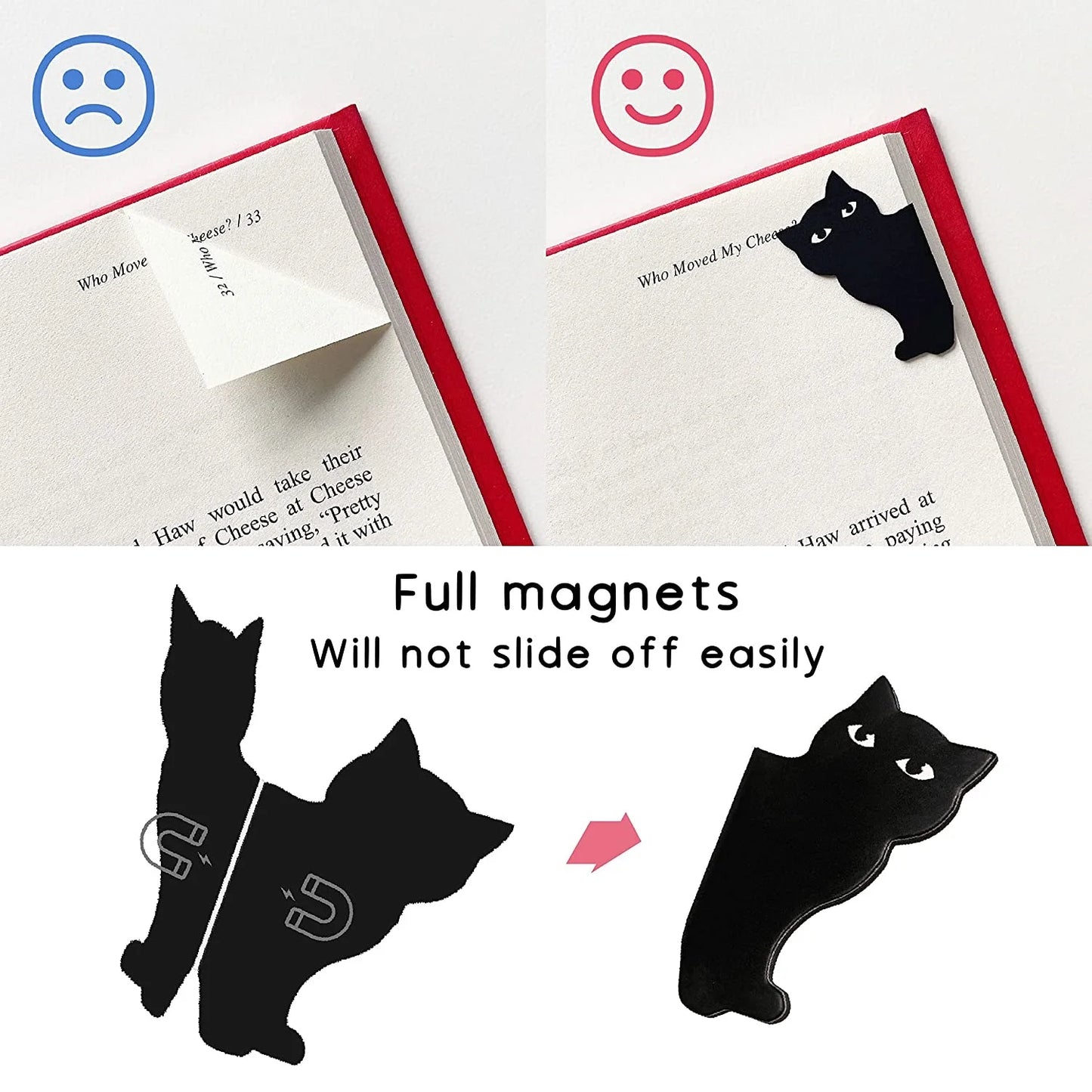 6pcs Black Cat Bookmark for Books Cute Cartoon Magnetic Page Clips Book Marker Unique Reading Gift A7405 - élise & madelyn