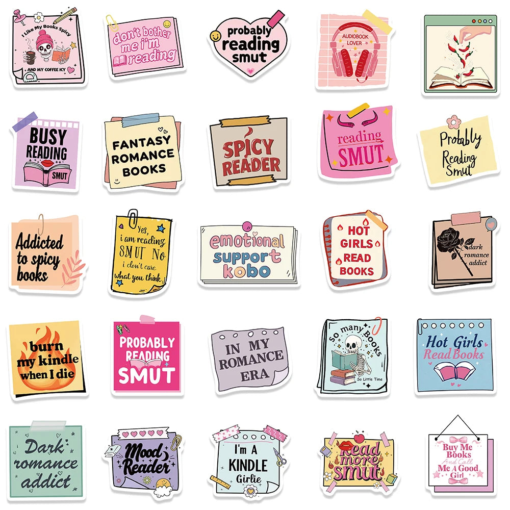 50PCS/pack Dark Romance Stickers Smutty Bookish Sticker Readers Adult Spicy Booktok Vinyl Decals Laptop IPAD Kindle Journal Deco - élise & madelyn