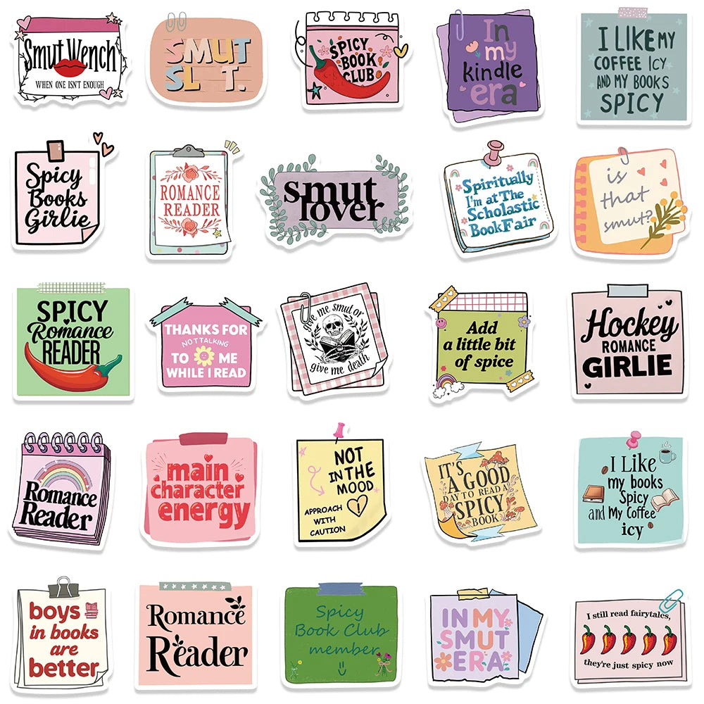 50PCS/pack Dark Romance Stickers Smutty Bookish Sticker Readers Adult Spicy Booktok Vinyl Decals Laptop IPAD Kindle Journal Deco - élise & madelyn