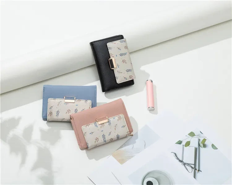Prettyzys 2021 New Floral Zipper Wallets Medium-Length Multi-Function Women's Style Money Clips Fashionable Compact Storage