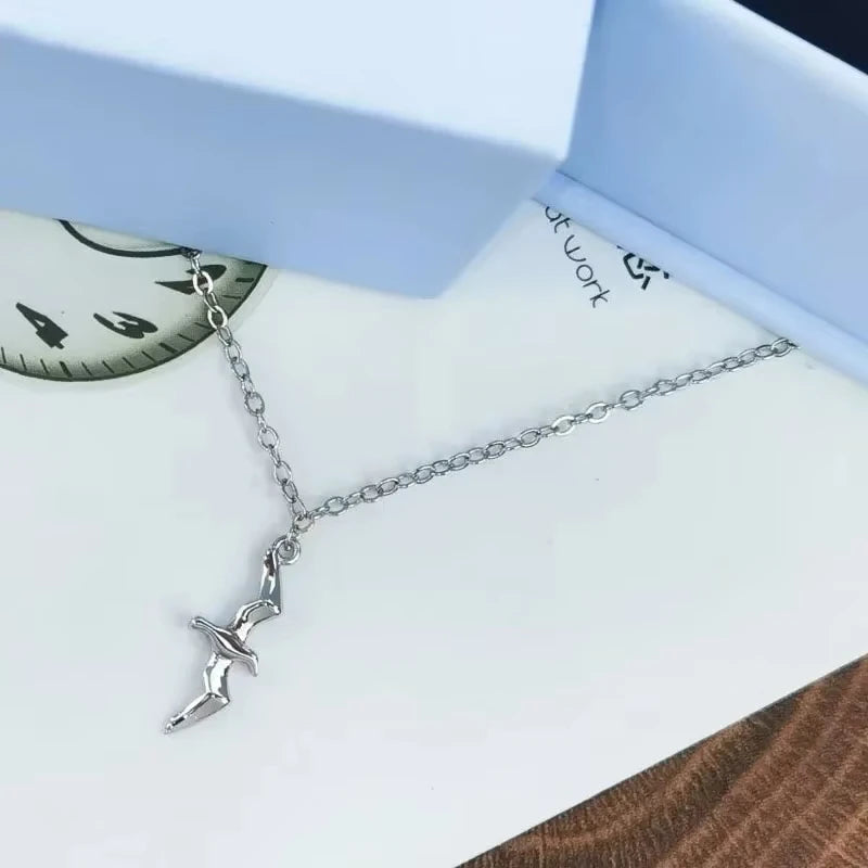 1989-Inspired Silver Seagull Necklace — Minimalist Clavicle Pendant - élise & madelyn