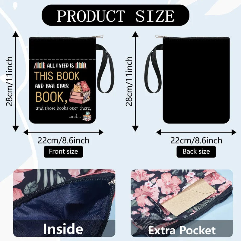 Book Sleeves Cat Coffee Book Protector Book Covers for Paperbacks Washable Cloth Book Cover with Zipper and Extra Sleeve Pocket - élise & madelyn