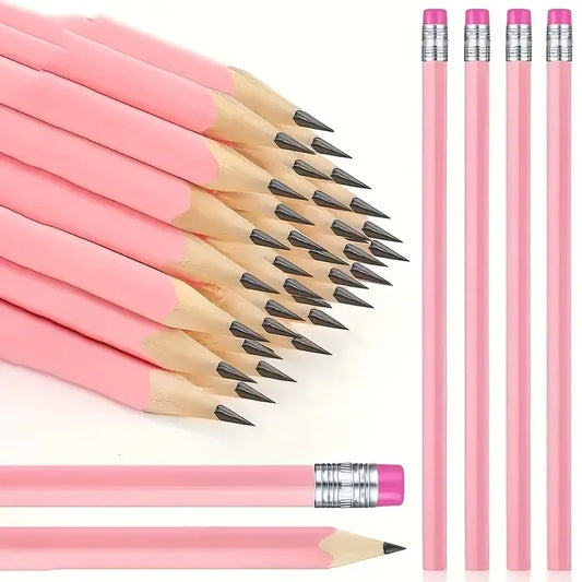 10/20/30pcs Wooden Pink Wedding Pencil with Eraser, Hb Pencil for School, Art, Office, Drawing, Sketching, Learning - élise & madelyn