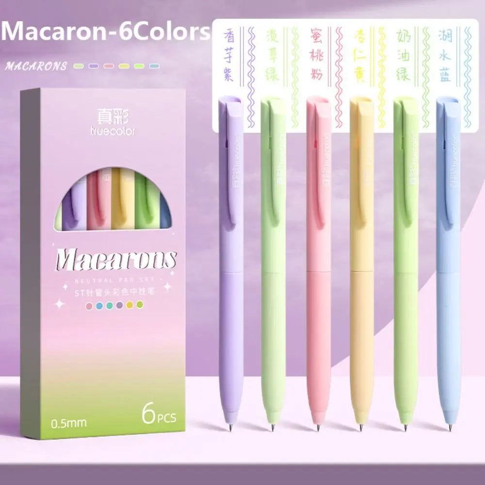 6Colors/Set Color Gel Pen 0.5mm ST Tip Ballpoint Pen Writing Tool Color Ink Signing Pen Students Gift Stationery School Supplies - élise & madelyn