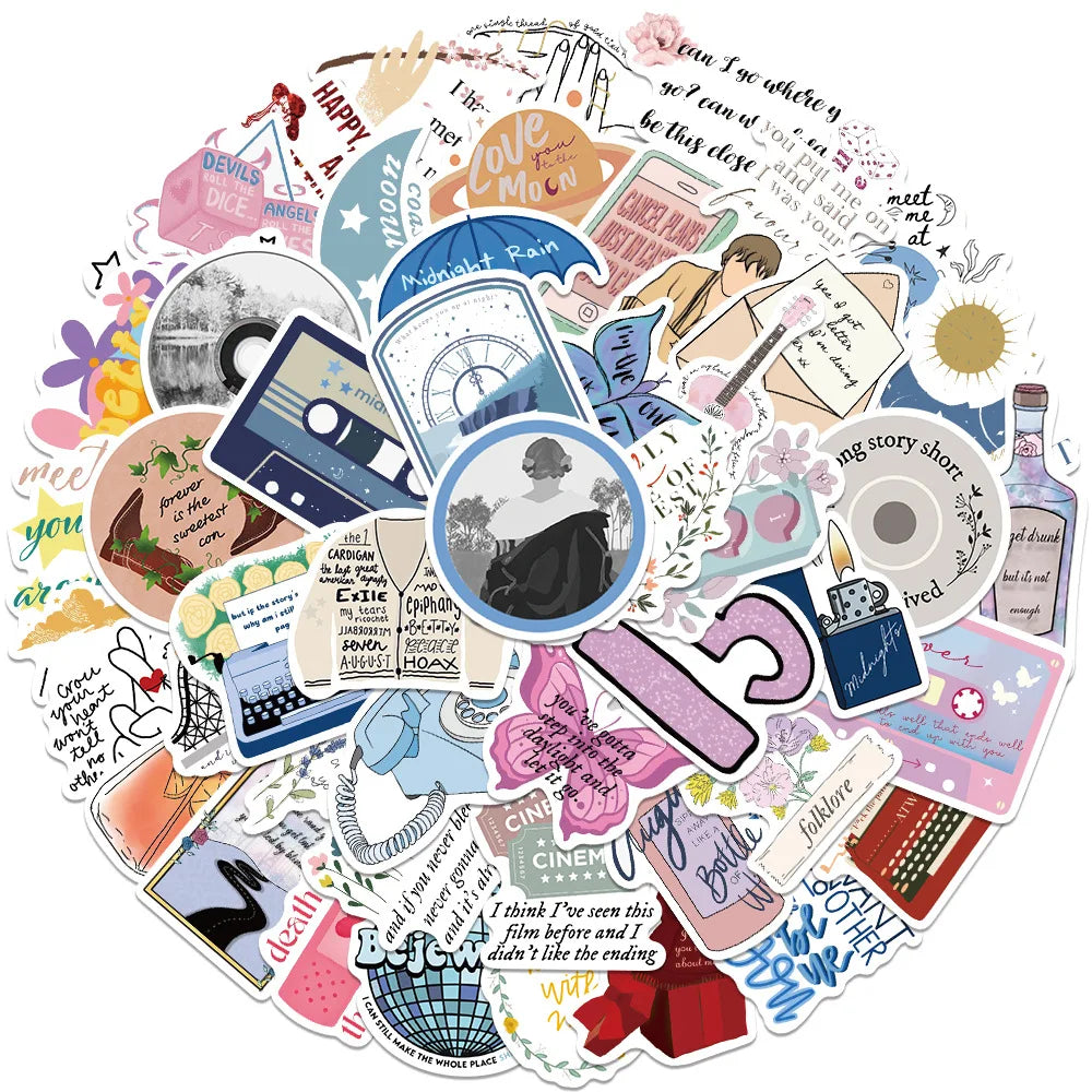 Swift-Inspired Sticker Pack (50 pcs) – Waterproof Cute Decals for Laptop, Phone & Journals - élise & madelyn