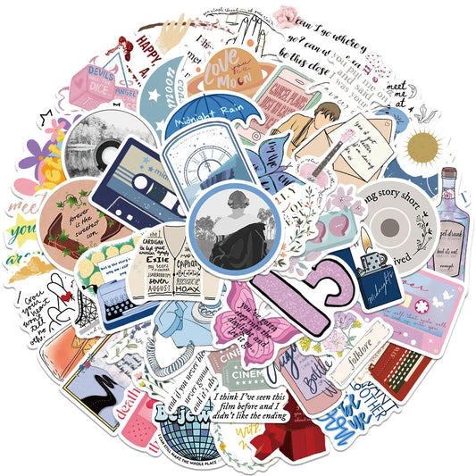 Swift-Inspired Sticker Pack (50 pcs) – Waterproof Cute Decals for Laptop, Phone & Journals - élise & madelyn