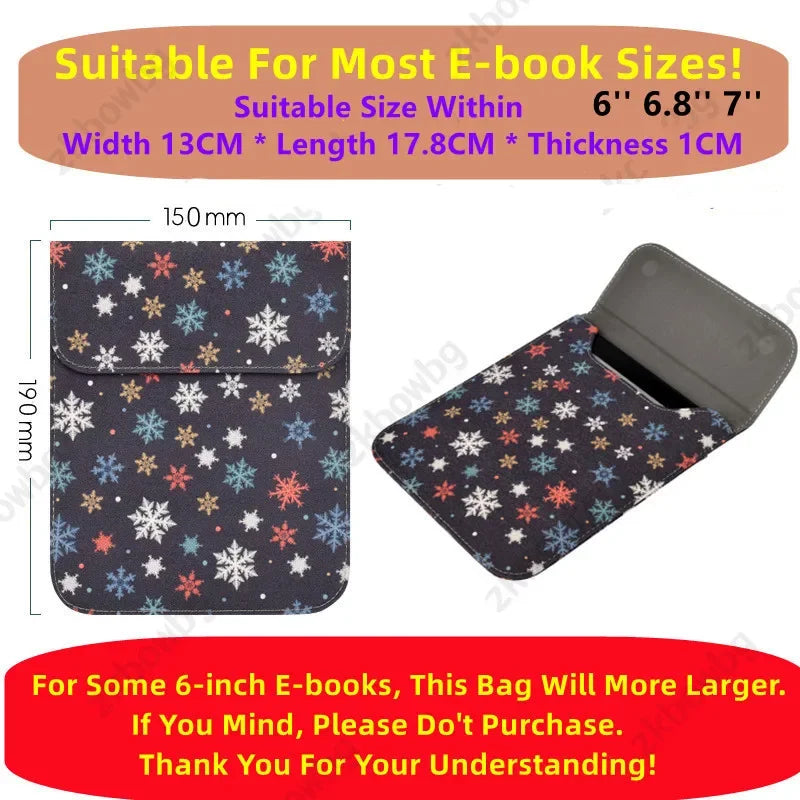 Universal Sleeve Cover for Kobo Clara Colour 6'' BW 2024 2E HD 2018 Glo HD Nia Aura HD H2O Edition 6.8'' E-book Pouch Bag Case - élise & madelyn