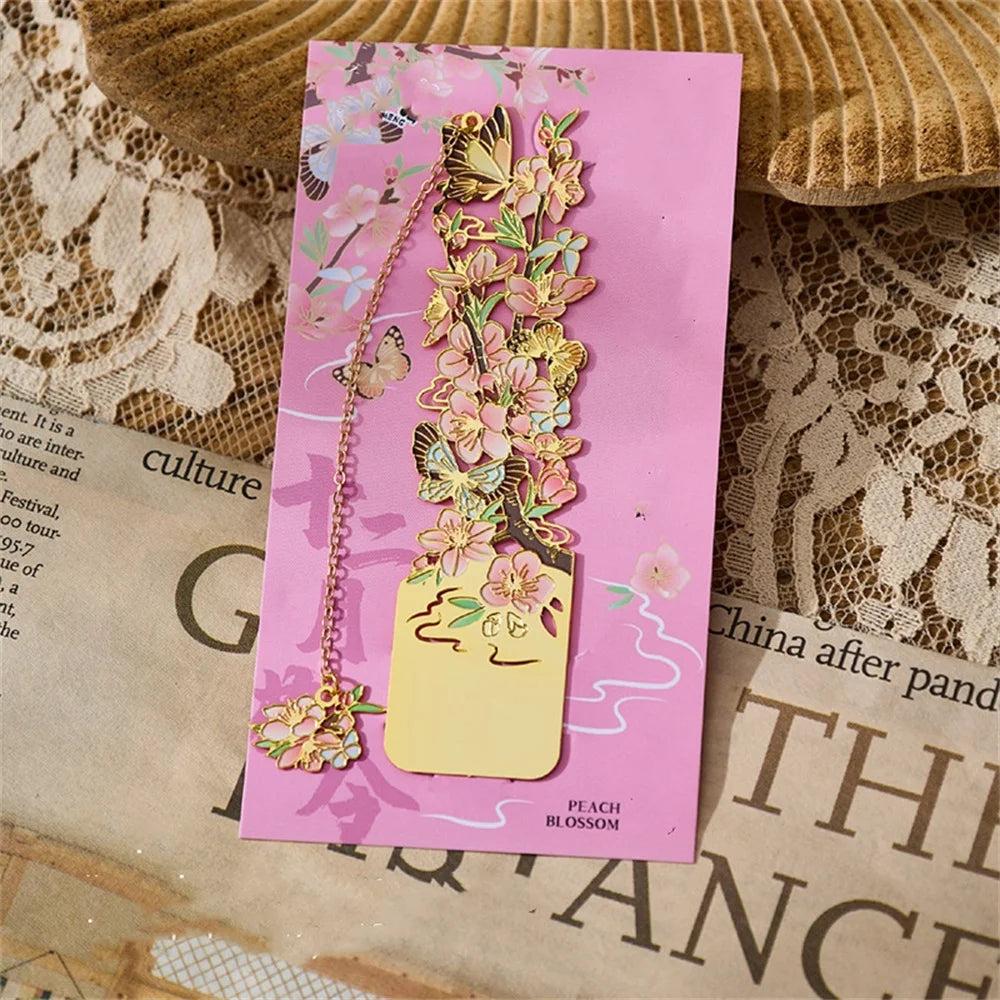 Aesthetic Stationery Metal Bookmark Hollow Flower Painting Bookmarks Student Reading Book Clip Book Accessories Teacher Gift - élise & madelyn