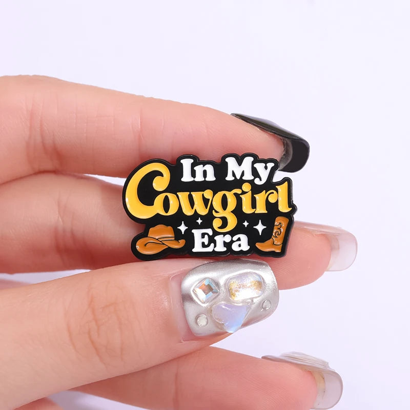 In My Cowgirl Era Enamel Pin Custom IDGAF Cozy Delulu Bookish Brooches Lapel Badge Accessory Jewelry Gift for Friends