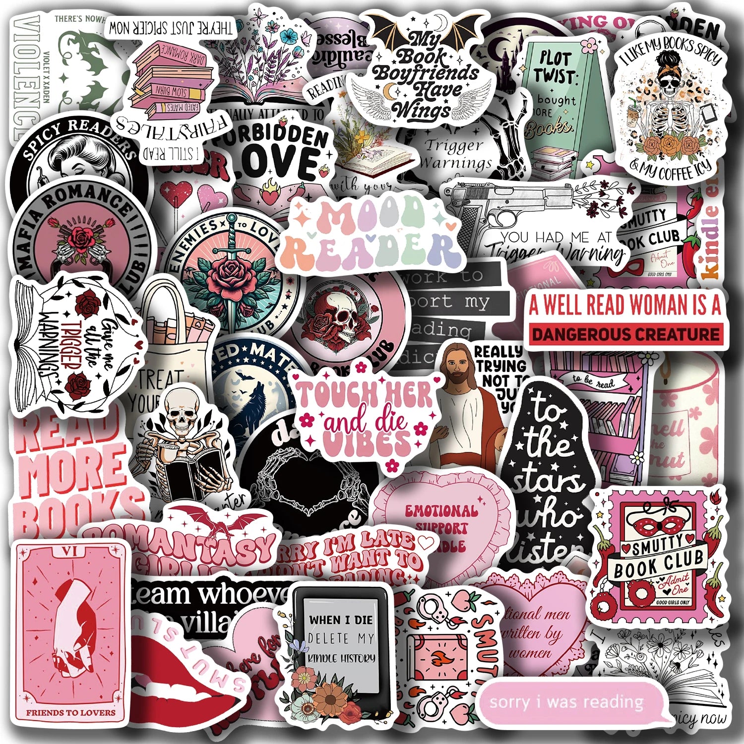50pcs Smut Reading Books Graffiti Decorative Stickers Laptop Water Bottle Luggage Helmet Motorcycle Stickers - élise & madelyn