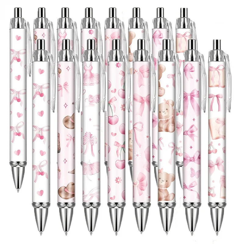 8/16 pcs pink bow ballpoint pens, cute office work signature essentials, suitable for nurses, teachers, colleagues, and assistan - élise & madelyn