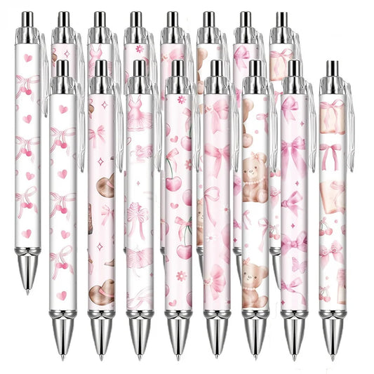 8/16 pcs pink bow ballpoint pens, cute office work signature essentials, suitable for nurses, teachers, colleagues, and assistan - élise & madelyn