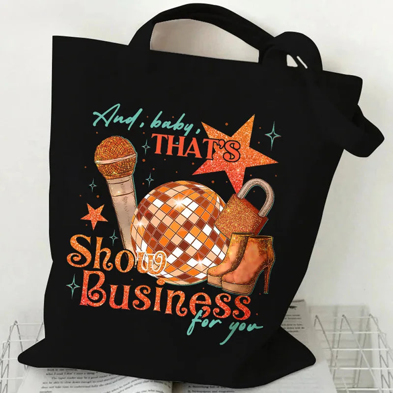 Showgirl Aesthetic Canvas Tote Bag – Y2K Harajuku Style Shopping Bag – Trendy Women’s Reusable Shoulder Bag