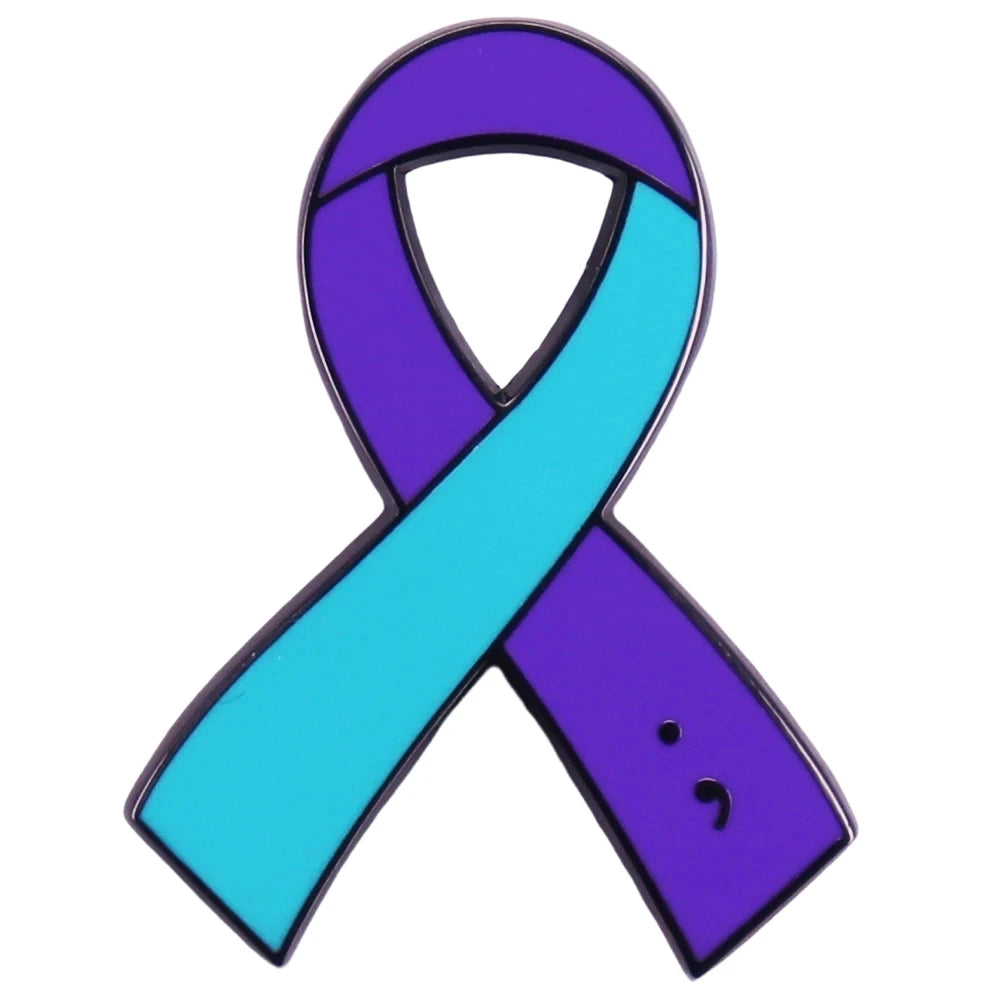 Colorful Ribbon Enamel Pin Disease Awareness Ribbon Badge Mental Health Jewelry Backpacks Hats Jeans Decorative