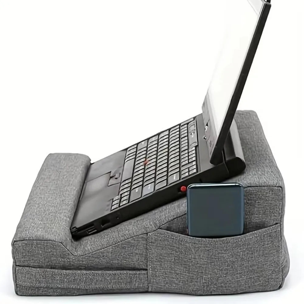 Ergonomic Laptop Pillow Stand – Soft Lap Desk with Hand Rest Support for Bed, Sofa & Reading