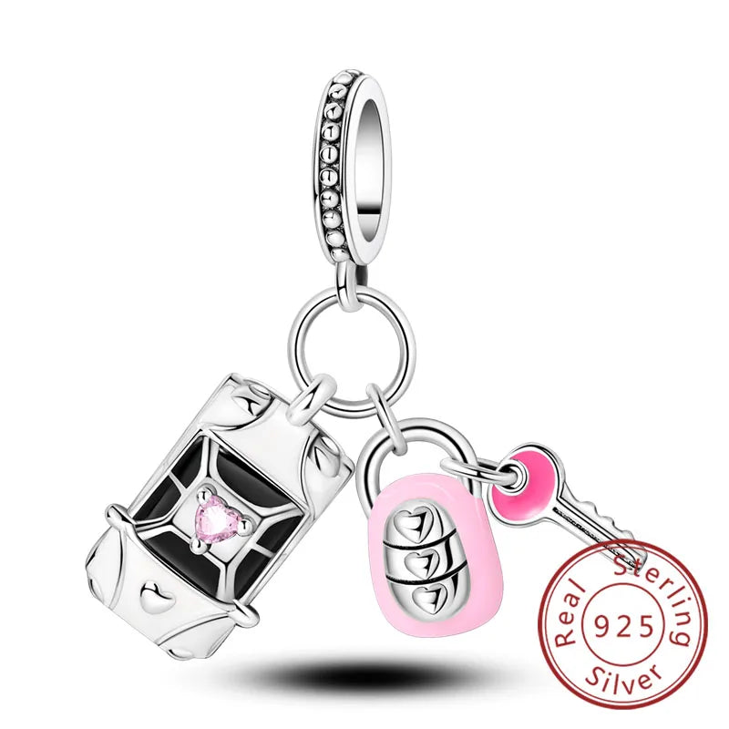 Fit Original 925 Sterling Silver Charms Beads Wine Glass Coffee Cup Charms Pendant For Women Bracelet Charms DIY Jewelry Gift - élise & madelyn