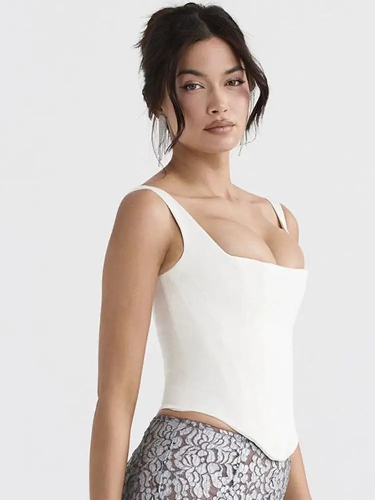 Women's Halter Square Neck Backless Short Vest Stretch Bandage Tight Top